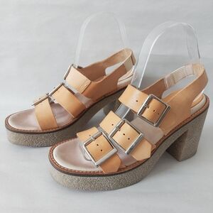 Miista London Buckled Straps Sandals Size 36 EU Leather Comfort Rubber Gum Sole